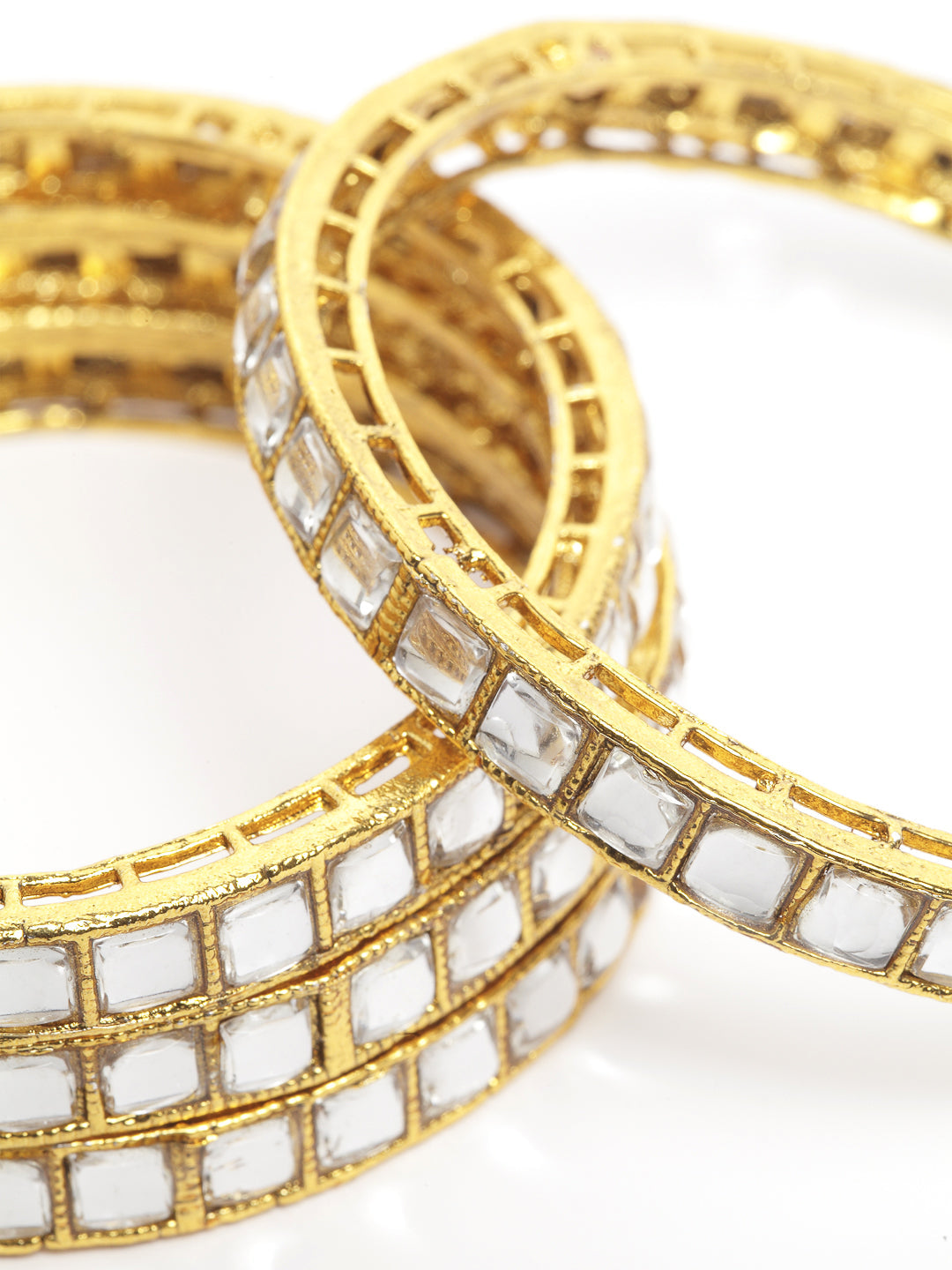 Fancy Folk - Kundan Studded Gold Plated Set of four Bangles
