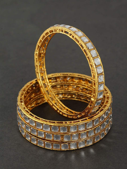 Fancy Folk - Kundan Studded Gold Plated Set of four Bangles
