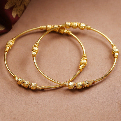 Gold-Toned Beaded Design Traditional Bangles Set Of 2
