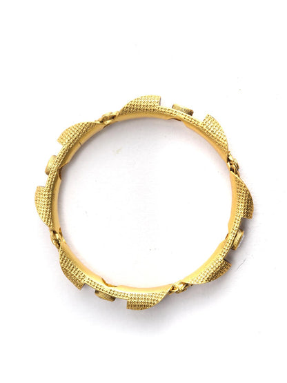Artificial Stones Gold Plated Floral Set of 2 Bangle Set