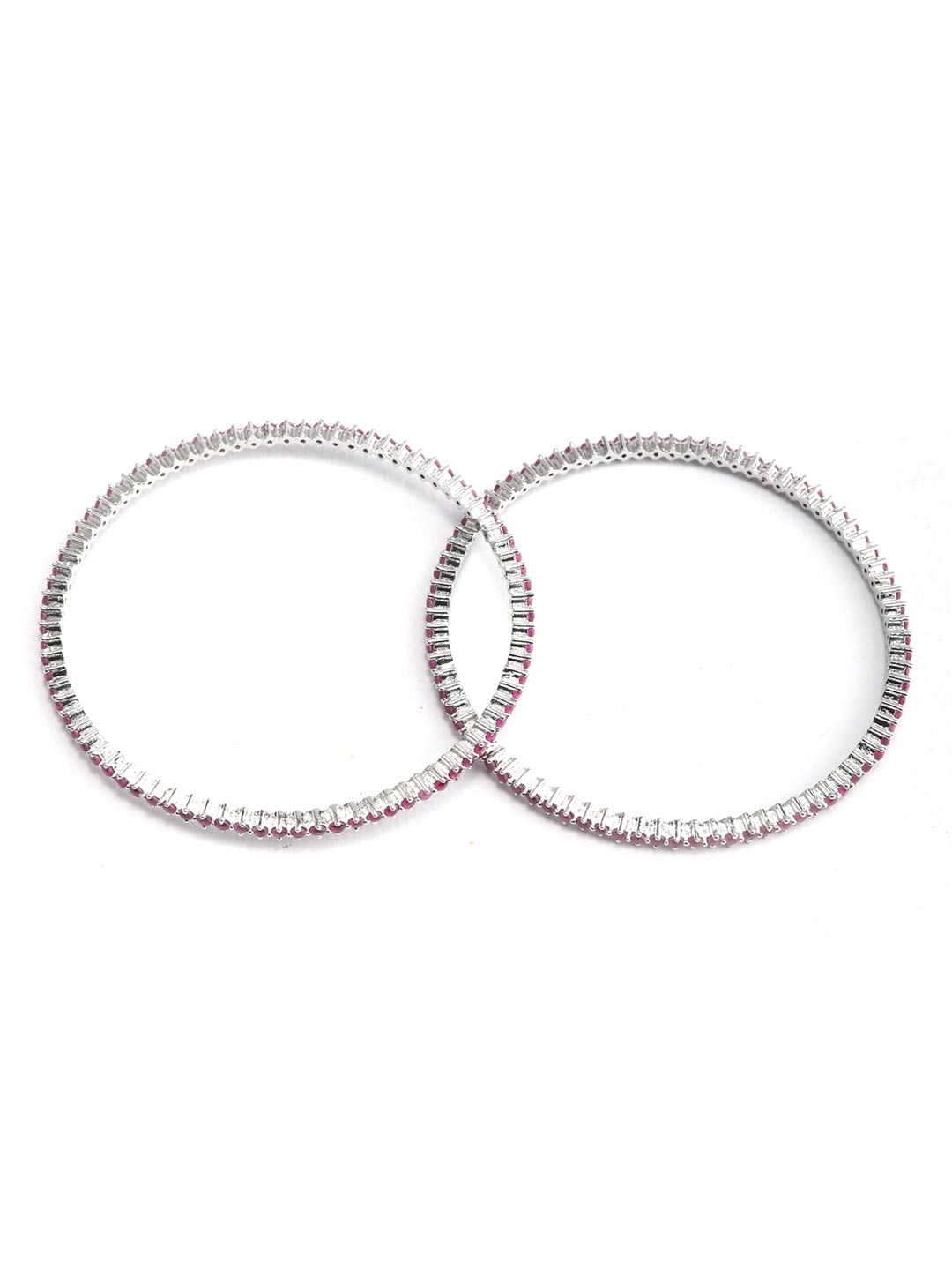 Purple Stones Silver Plated Bangles Set