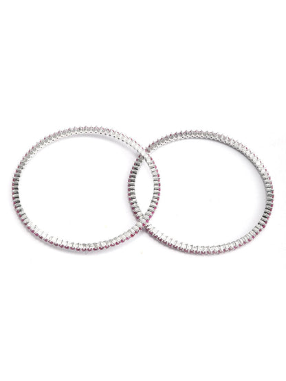 Purple Stones Silver Plated Bangles Set