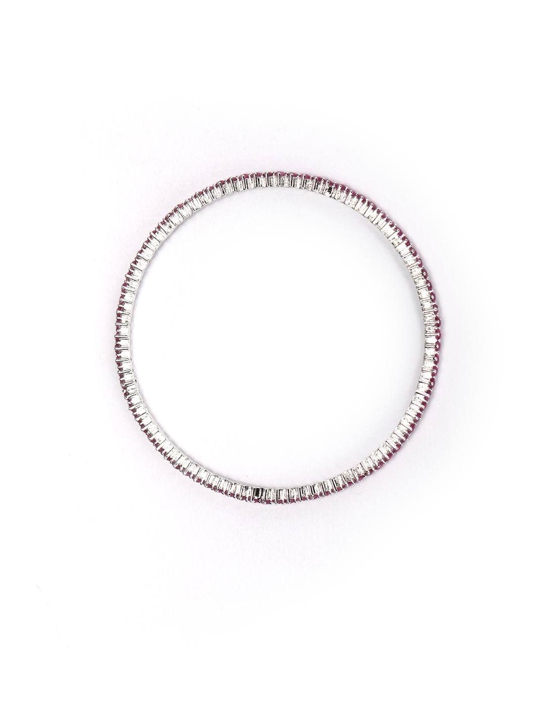 Purple Stones Silver Plated Bangles Set