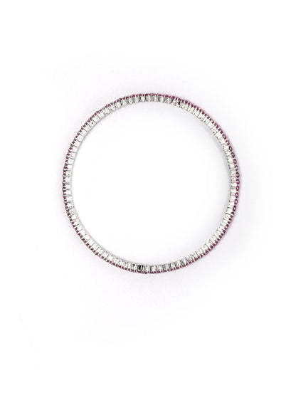 Purple Stones Silver Plated Bangles Set