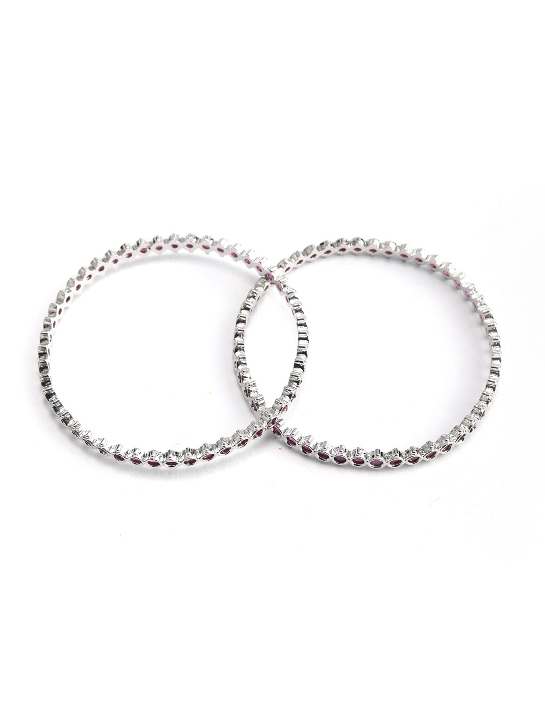 Purple Silver Plated Set of 2 Bangle Set
