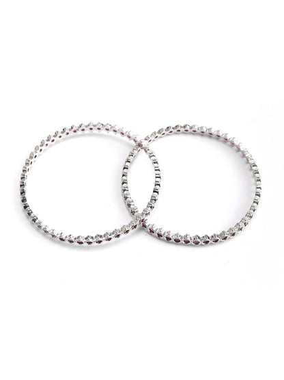 Purple Silver Plated Set of 2 Bangle Set