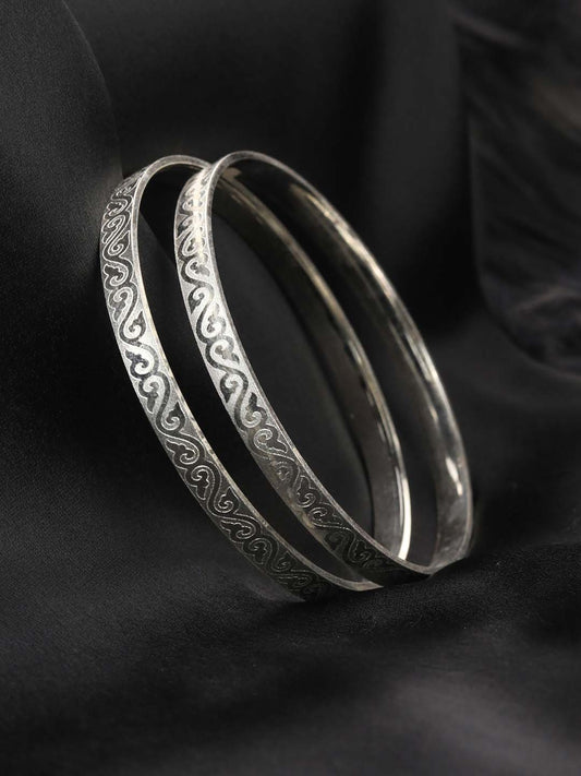 Set of 2 Silver Plated Bangles Set