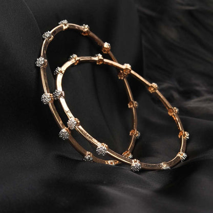 Rosy Refresh - Set of 2 American Diamond Rose Gold Plated Bangles Set