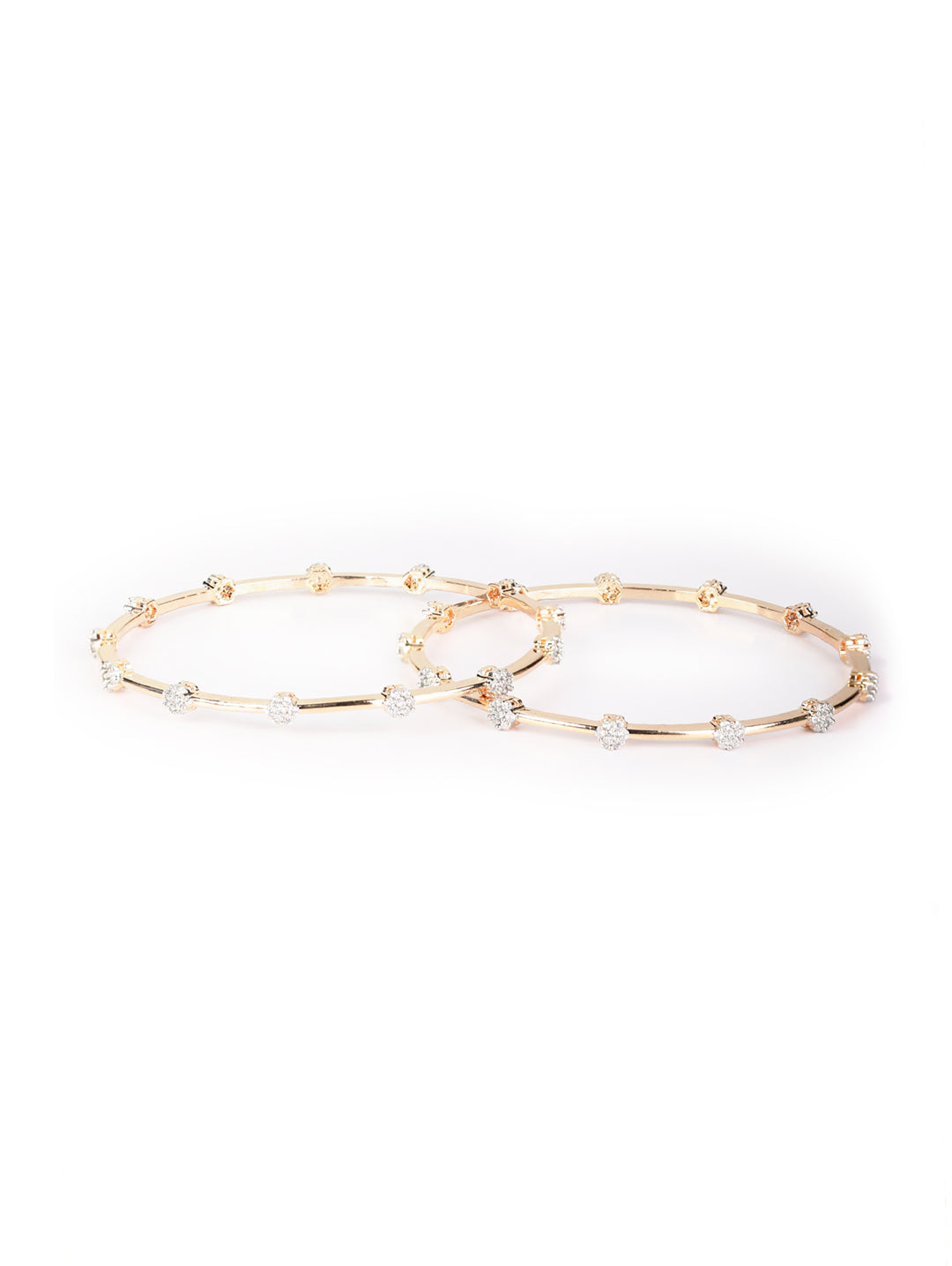 Rosy Refresh - Set of 2 American Diamond Rose Gold Plated Bangles Set