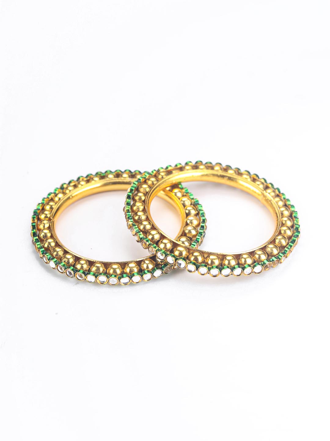 Harsh - Green Kundan Gold Plated Set of 2 Bangle Set