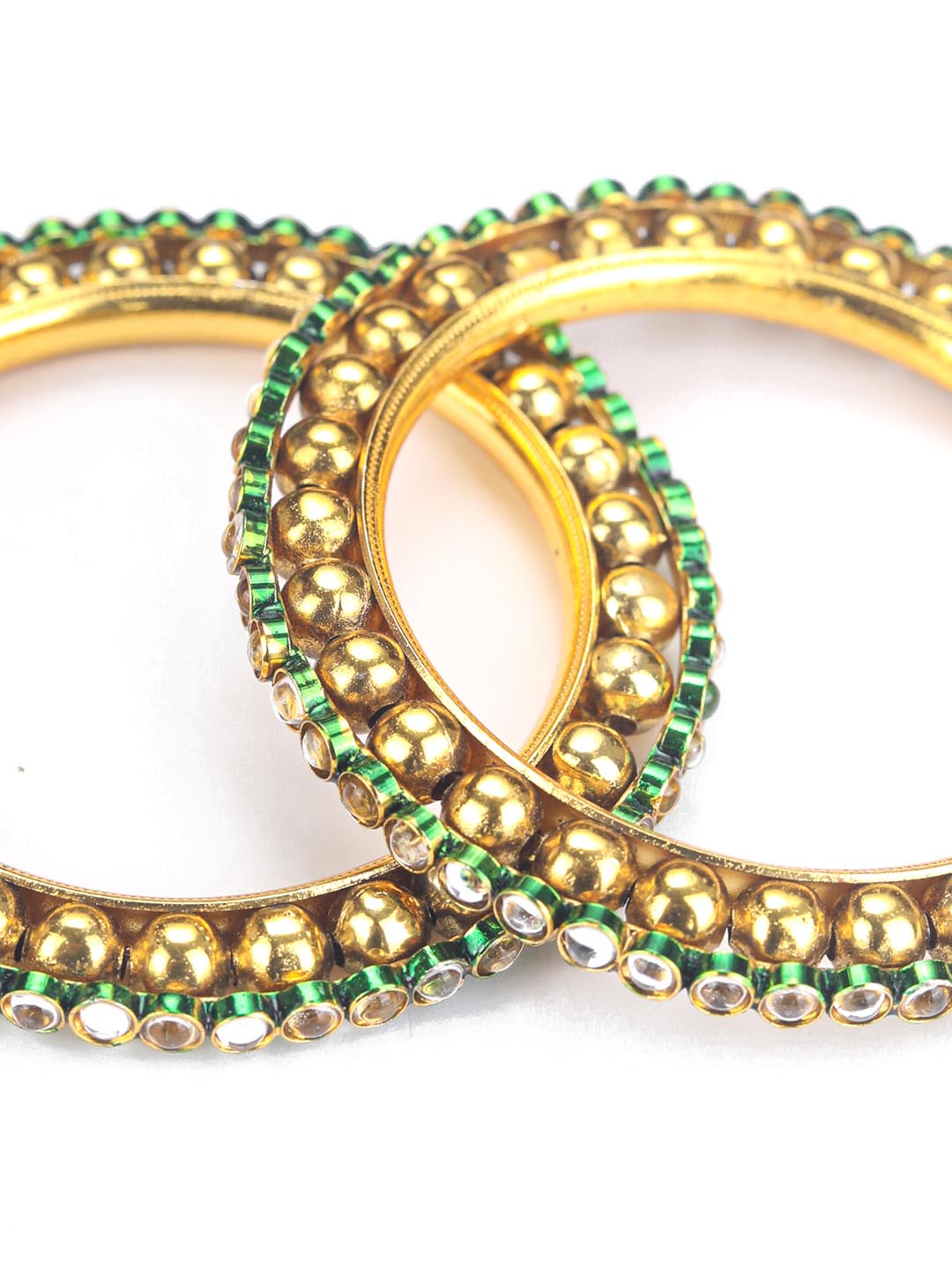 Harsh - Green Kundan Gold Plated Set of 2 Bangle Set