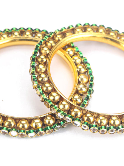 Harsh - Green Kundan Gold Plated Set of 2 Bangle Set