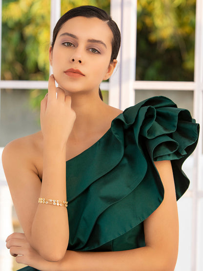 Contemporary American Diamond Gold Plated Set of 2 Bangles