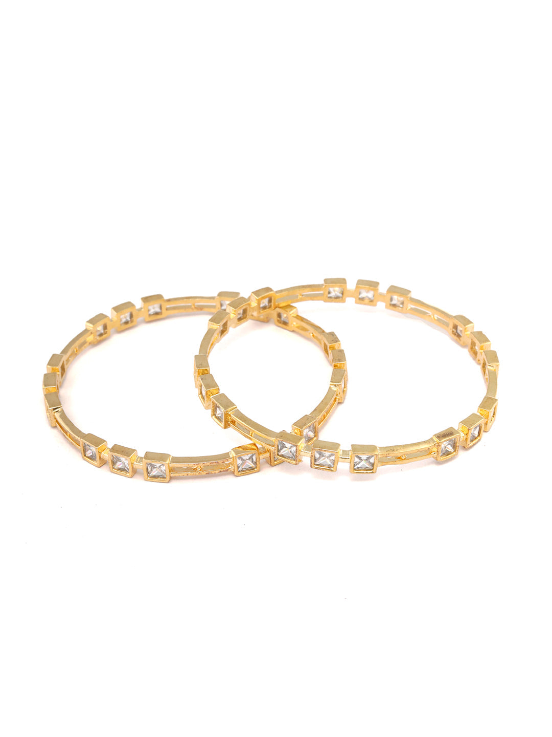 Contemporary American Diamond Gold Plated Set of 2 Bangles
