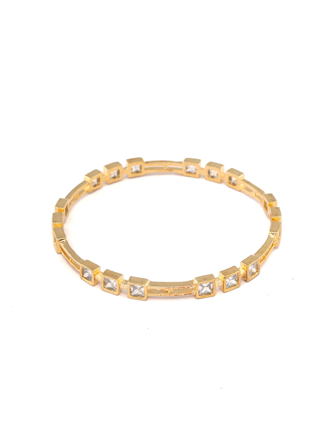 Contemporary American Diamond Gold Plated Set of 2 Bangles