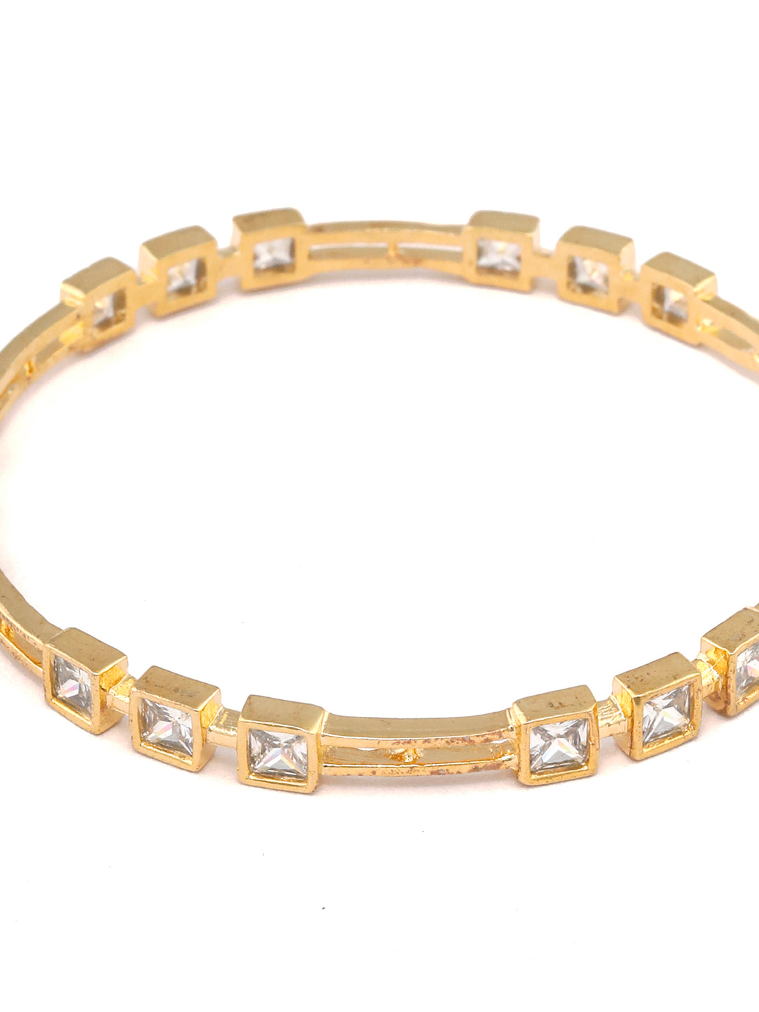 Contemporary American Diamond Gold Plated Set of 2 Bangles