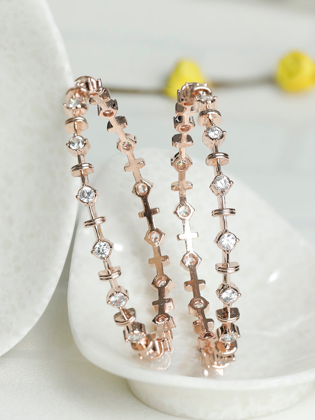 Contemporary American Diamond Rose Gold Bangles Set of 2