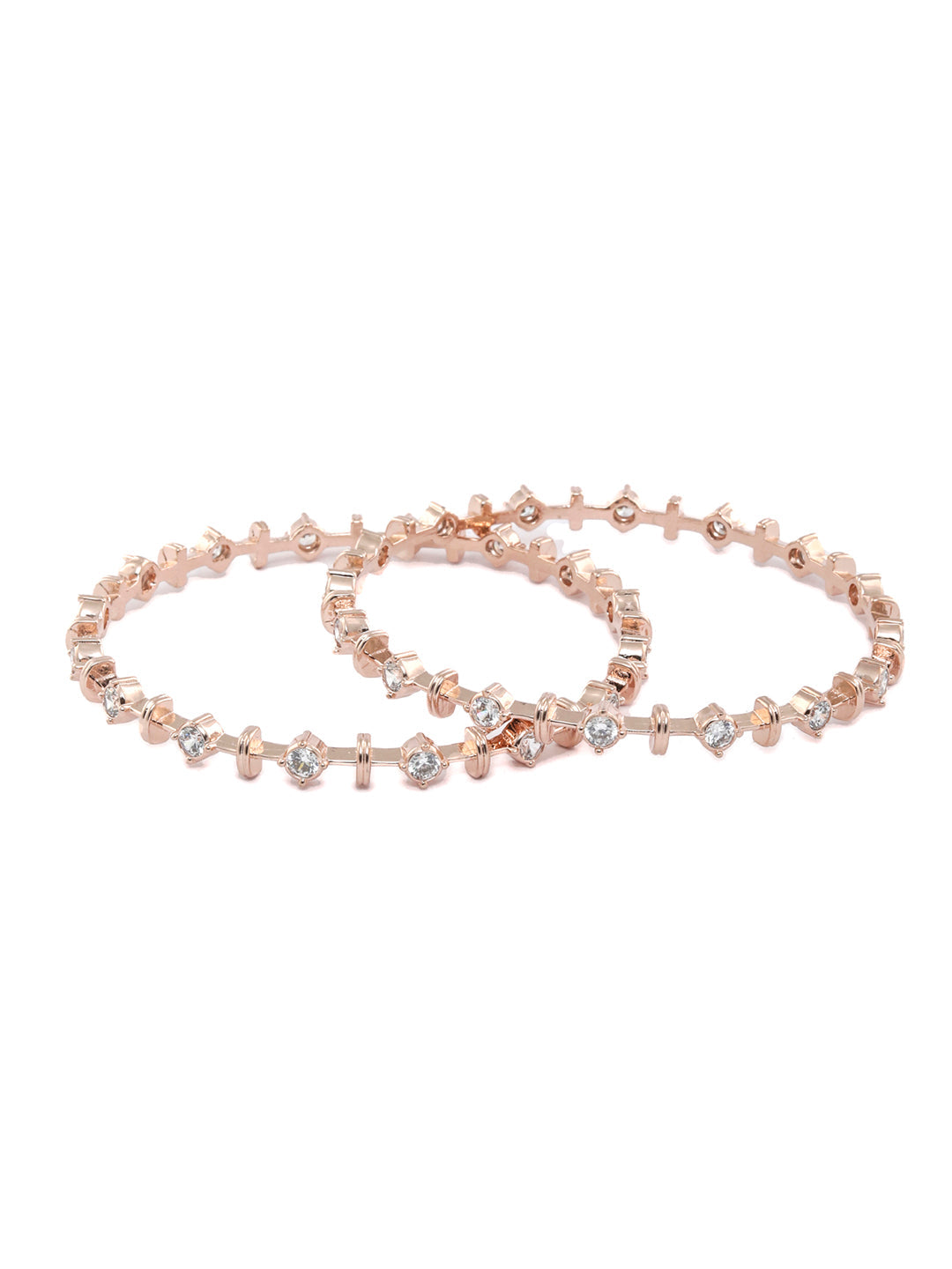 Contemporary American Diamond Rose Gold Bangles Set of 2