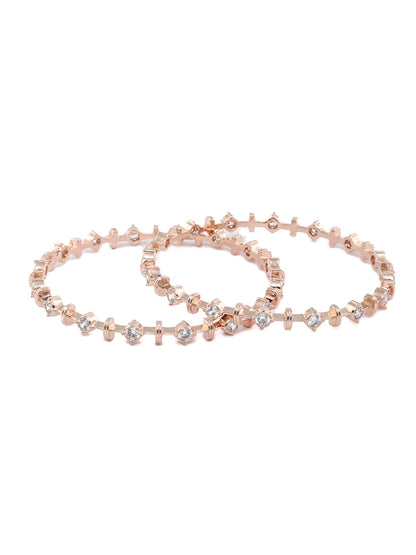 Contemporary American Diamond Rose Gold Bangles Set of 2