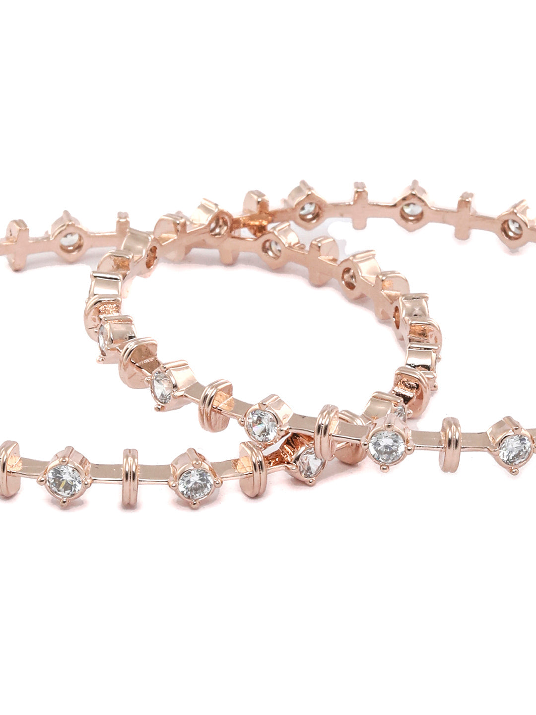 Contemporary American Diamond Rose Gold Bangles Set of 2