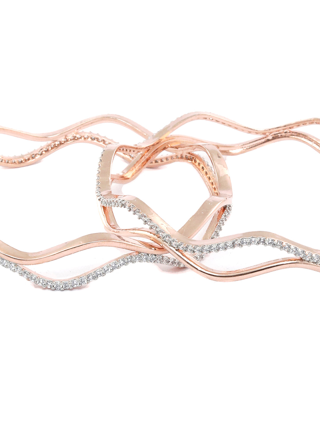 Wave American Diamond Rose Gold Bangles Set of 2