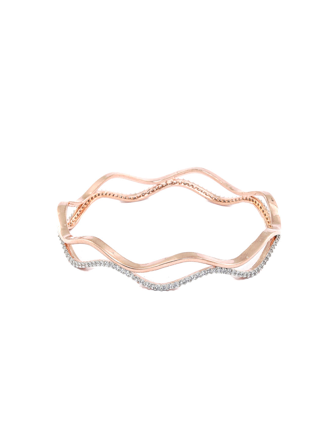 Wave American Diamond Rose Gold Bangles Set of 2