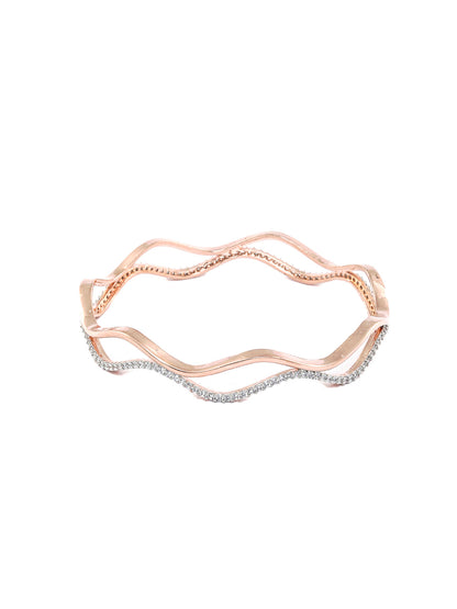 Wave American Diamond Rose Gold Bangles Set of 2