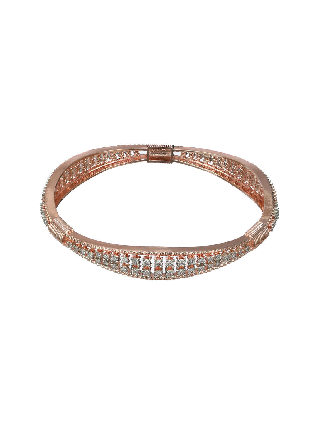 Elegant American Diamond Rose Gold-Plated Bangle Set of 2