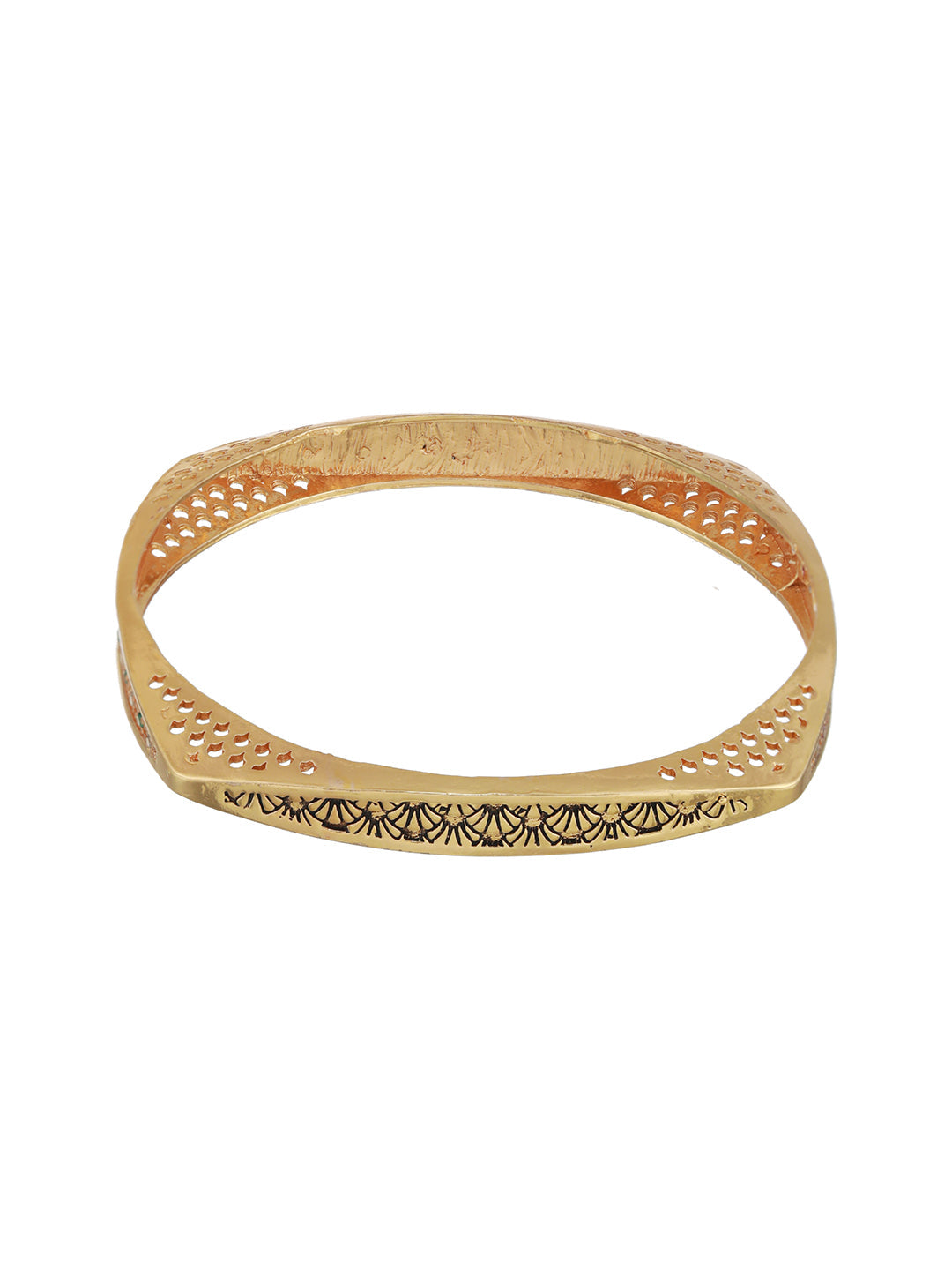 Pink & White Stone Studded Gold-Plated Bangle Set of 2