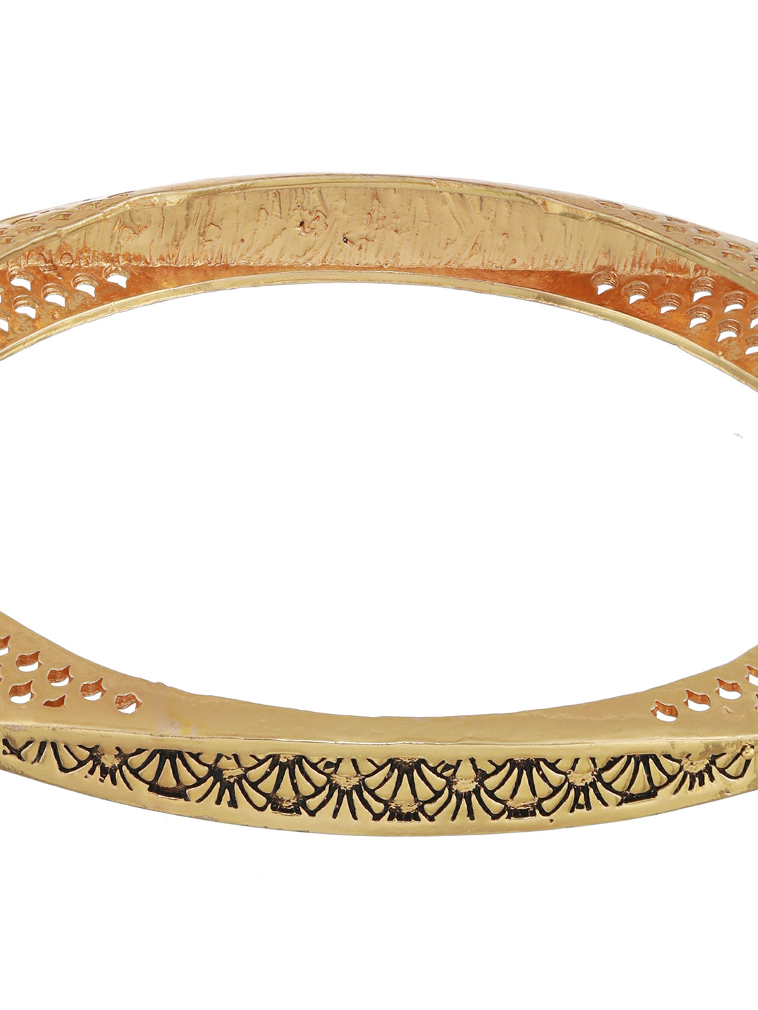 Pink & White Stone Studded Gold-Plated Bangle Set of 2