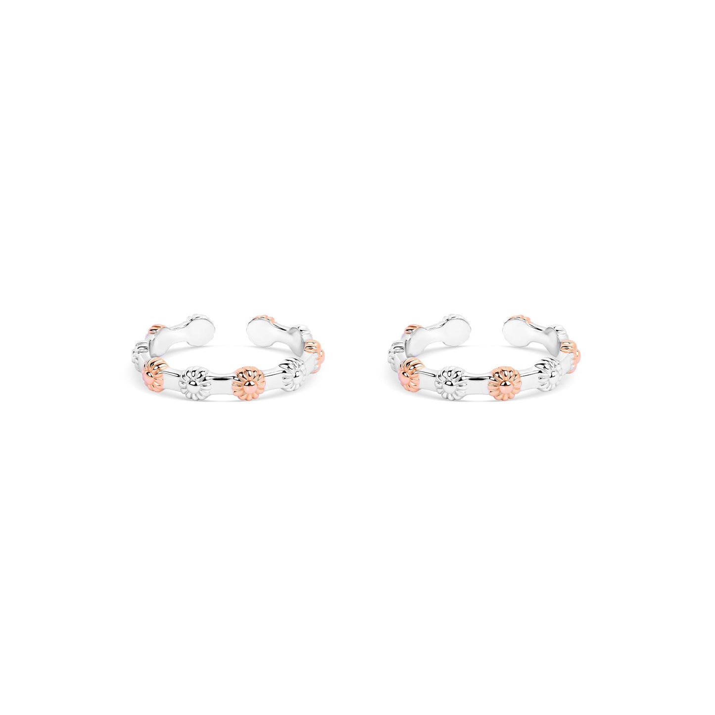 Dual-Tone Floral Toe Ring