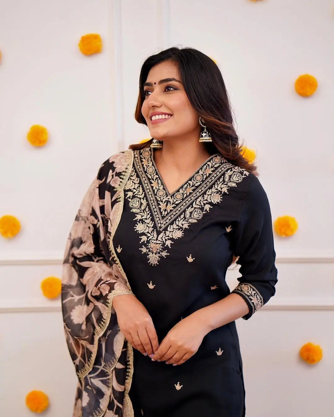 Floral Digital Print Embroidery work Afghani Salwar Suit Set - Premium  from Ethenika.com - Just INR 2190! Shop now at Ethenika.com 