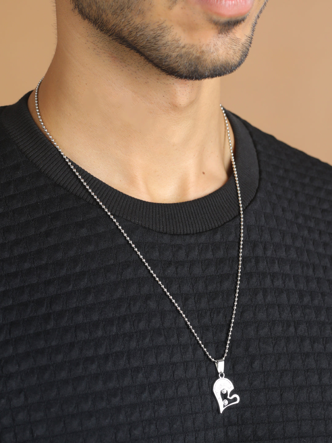 Bold by Priyaasi Detachable Heart Silver-Plated Necklace Set for Couples
