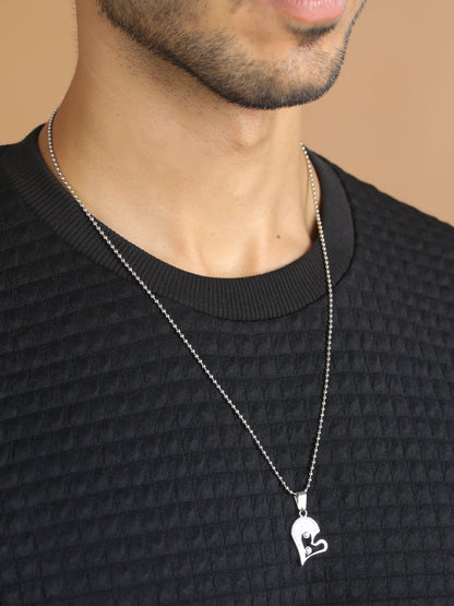 Bold by Priyaasi Detachable Heart Silver-Plated Necklace Set for Couples