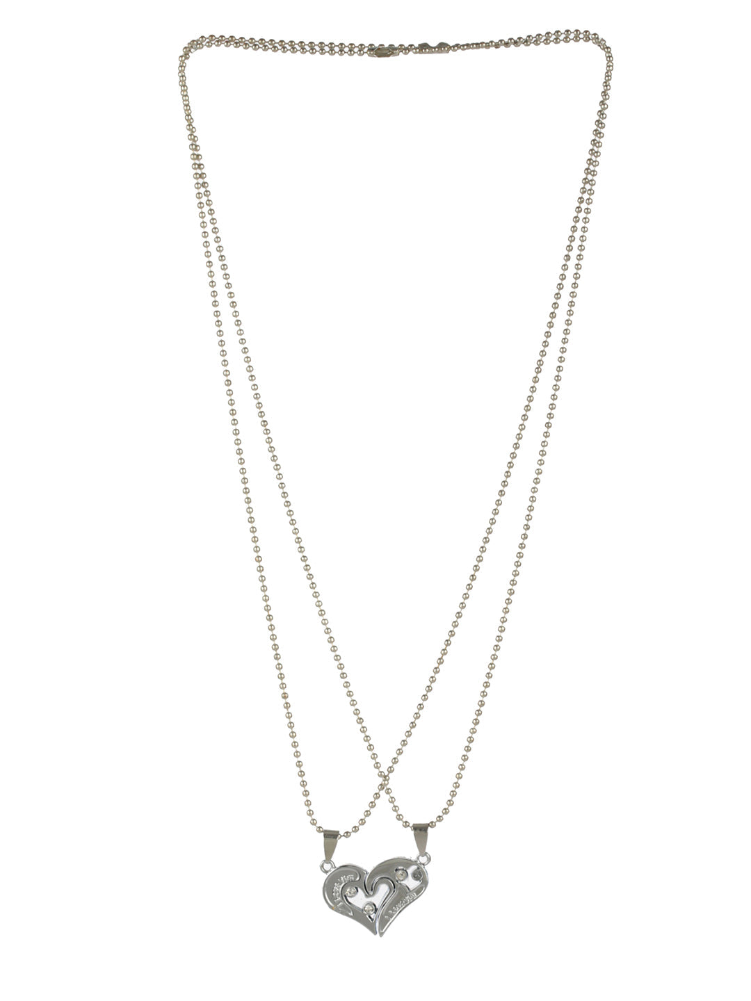 Bold by Priyaasi Detachable Heart Silver-Plated Necklace Set for Couples