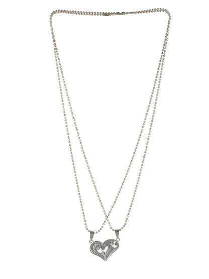Bold by Priyaasi Detachable Heart Silver-Plated Necklace Set for Couples