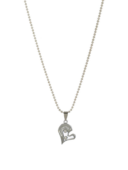 Bold by Priyaasi Detachable Heart Silver-Plated Necklace Set for Couples