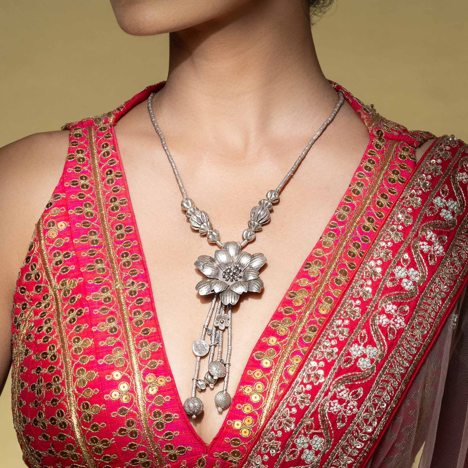 Dangling Charms Silver Necklace