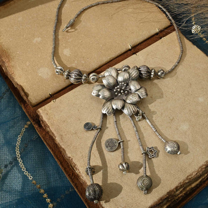 Dangling Charms Silver Necklace