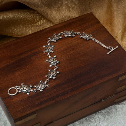 Turtle Motif Silver Anklet