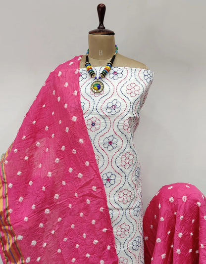 Cotton Thread Embroidery work Bandhani Dress Material - Premium  from Ethenika.com - Just INR 1790! Shop now at Ethenika.com 