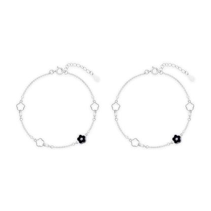 Midnight Bloom Silver Anklet