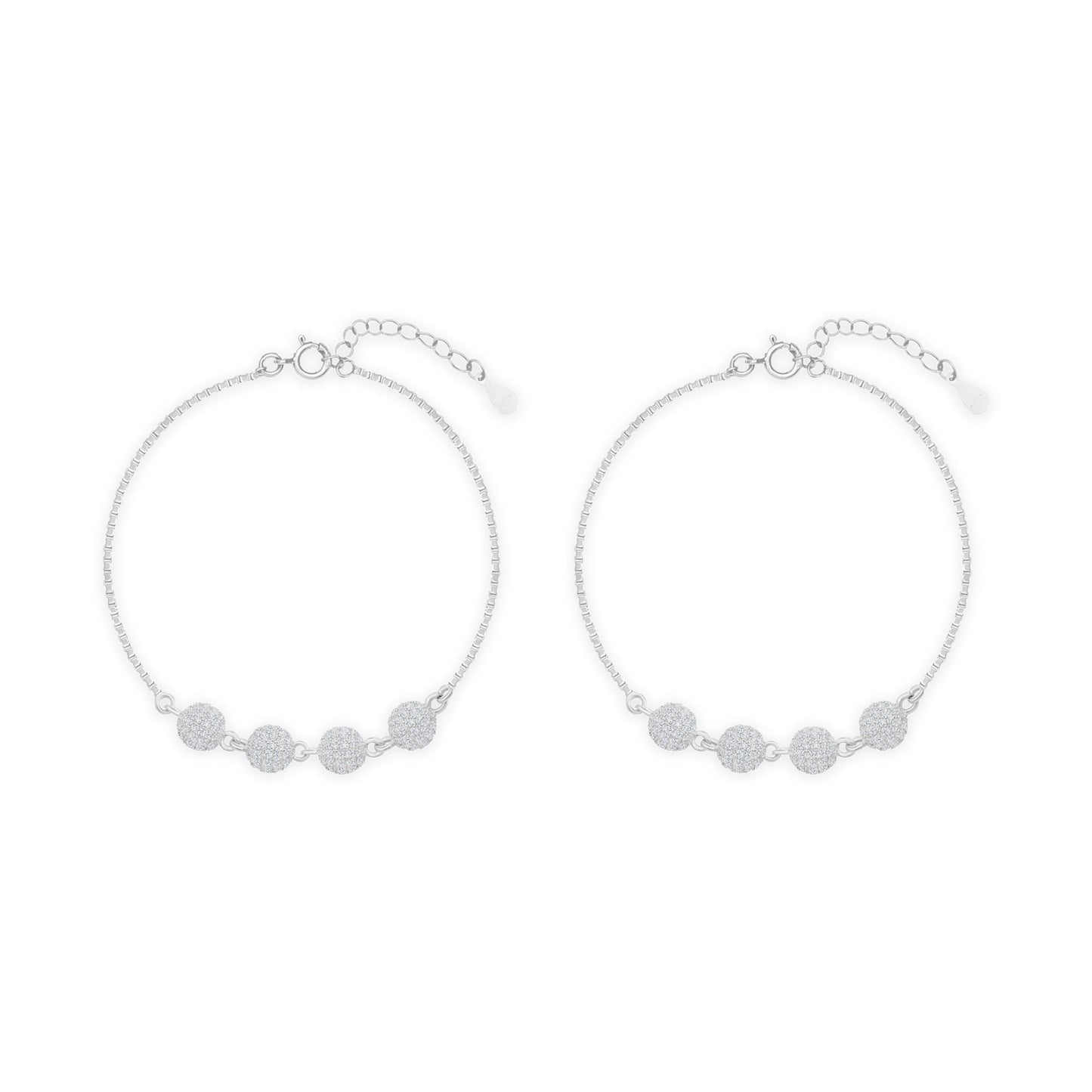 Glint Bead Silver Anklet