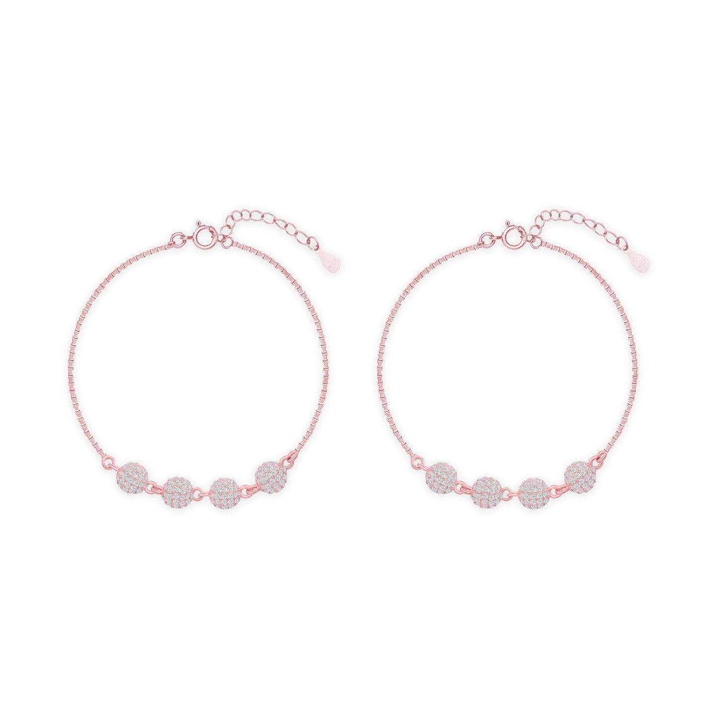 Glint Bead Silver Anklet