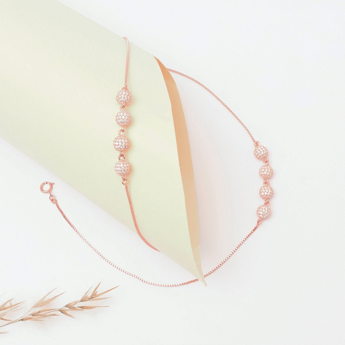 Glint Bead Silver Anklet
