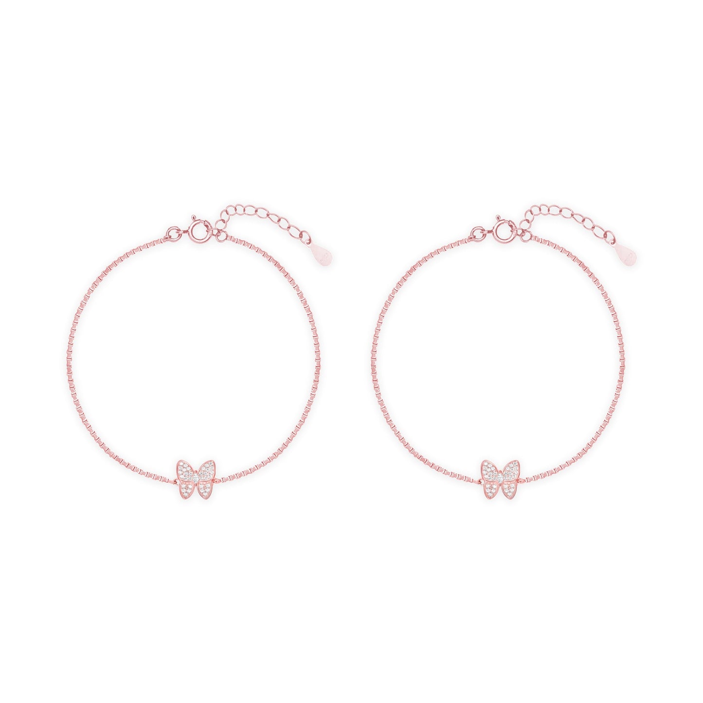 Butterfly CZ Silver Anklet