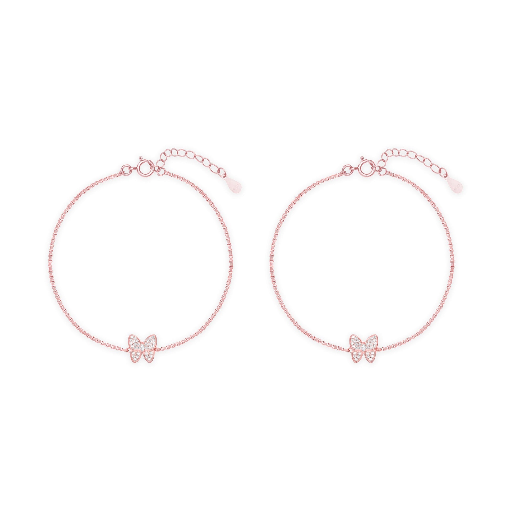 Butterfly CZ Silver Anklet