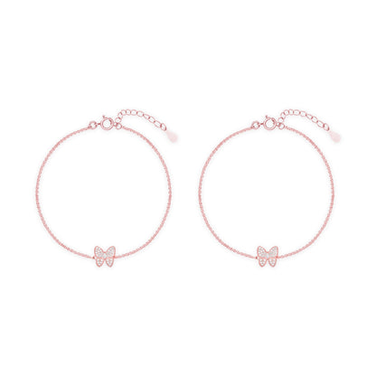 Butterfly CZ Silver Anklet