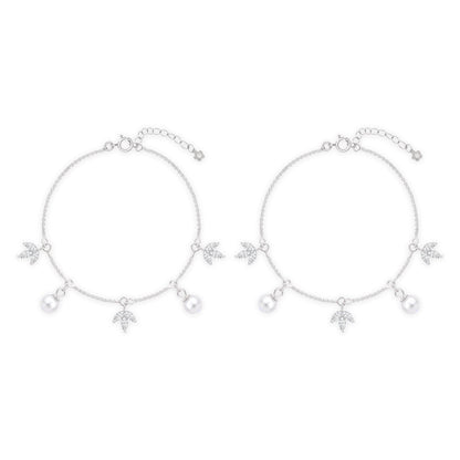 Pearl Bloom Silver Anklet