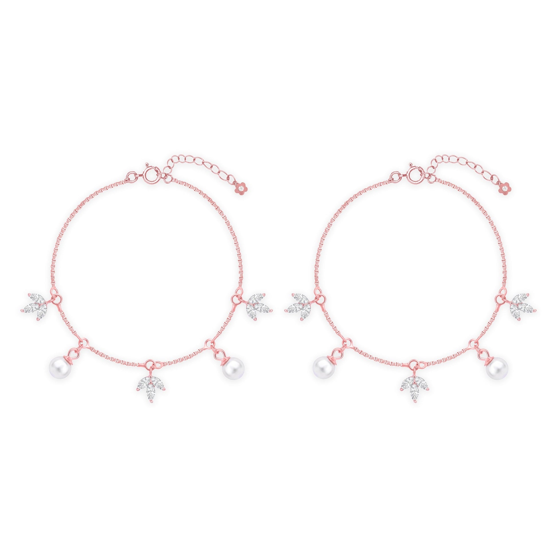 Pearl Bloom Silver Anklet